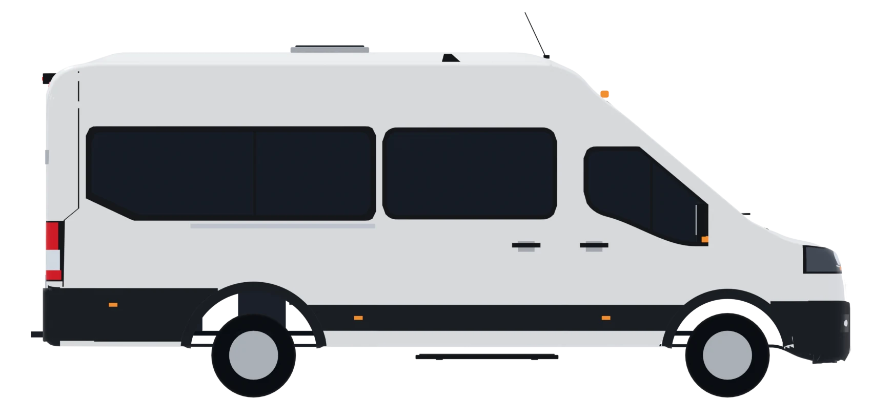Ford Transit 17+1 blanca, vista lateral
